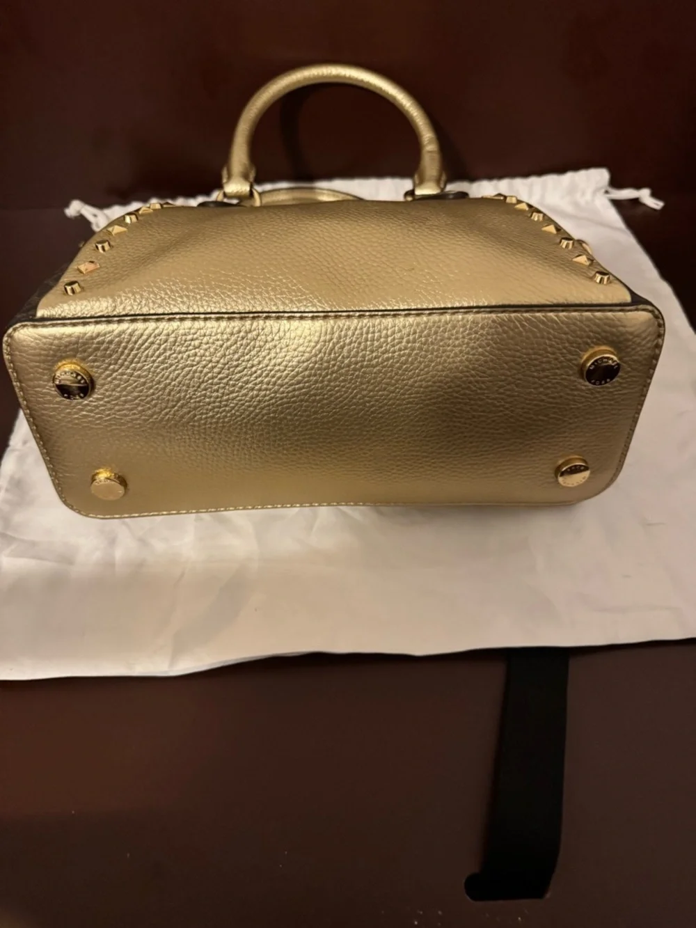Michael Kors Gold and Brown Logo Satchel - Picture 6 of 7